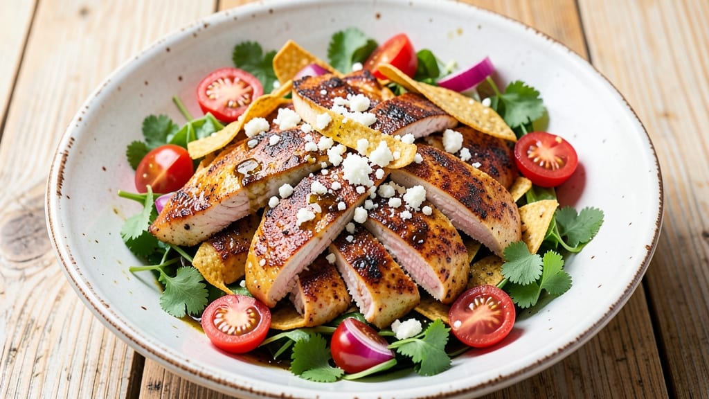 Authentic Mexican Chicken Taco Salad Recipe: Crispy Tortilla Strips and Zesty Lime-Cilantro Dressing