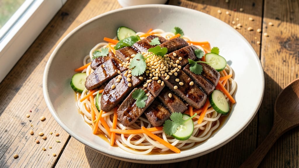 Asian Beef Noodle Salad Recipe: Sweet Chili Crunch With Tender Beef Bites