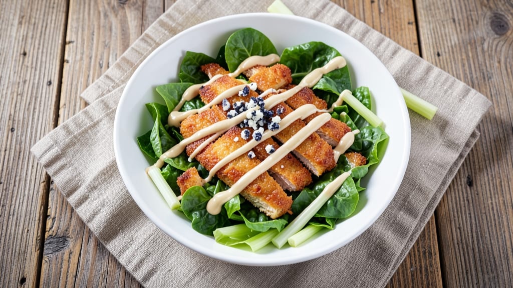 Boneless Buffalo Chicken Salad Recipe: Crispy Celery Crowns Over Tangy Ranch Velout