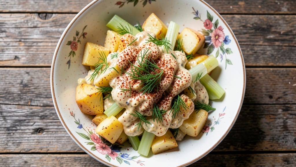 Black Person Potato Salad Recipe: Crispy Celery Crowns and Bold Mustard Zing