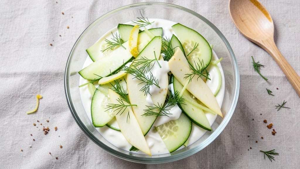 Cucumber Apple Salad Recipe With Mayonnaise: Crisp Celery Crowns Over Creamy Dill-Mayo Bliss