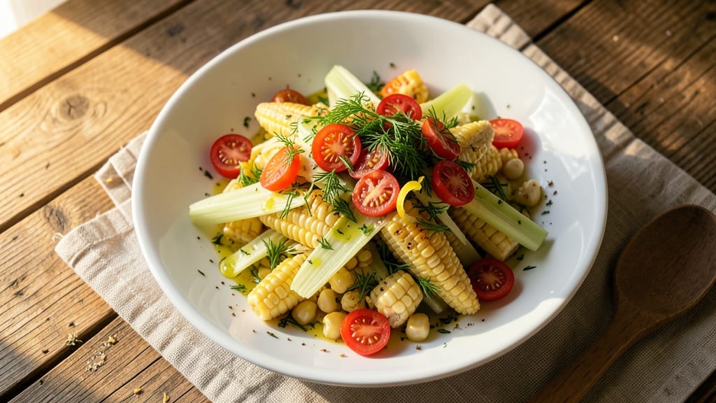 Fogo De Chao Corn Salad Recipe: Crispy Celery Crowns Over Zesty Lime-Dill Dressing