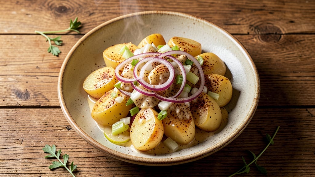 Austrian Style Potato Salad Recipe: Crispy Celery Crowns and Smoky Paprika Depth