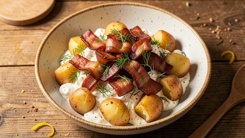 Baked Potato Salad Recipe With Bacon: Smoky Bacon and Creamy Dill Delight