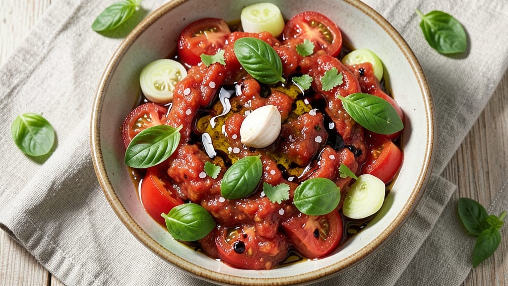 Bruschetta Salad Dressing Recipe: Celery Crown Crunch Over Herbed Tomato Base