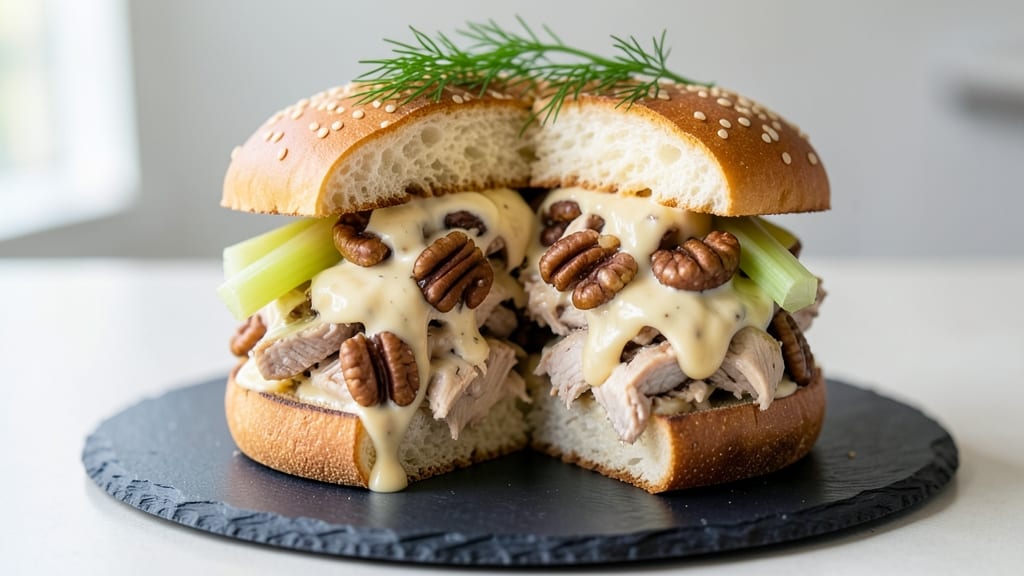 Copycat Recipe For Arby's Pecan Chicken Salad Sandwich: Crispy Celery Crowns Over Creamy Dill-Pecan Bliss