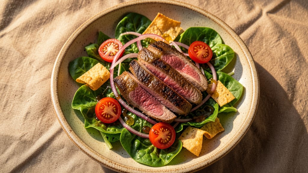 Cafe Rio Steak Salad Recipe: Crispy Tortilla Strips Over Smoky Tomato Velout