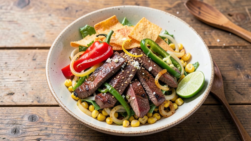Beef Fajita Salad Recipe: Smoky Grilled Beef and Crispy Tortilla Crunch