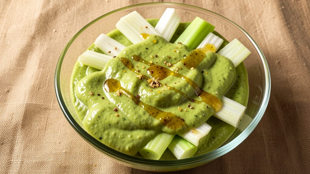 Avocado Vinaigrette Salad Dressing Recipe: Bright Green Zing With Crunchy Celery Crowns