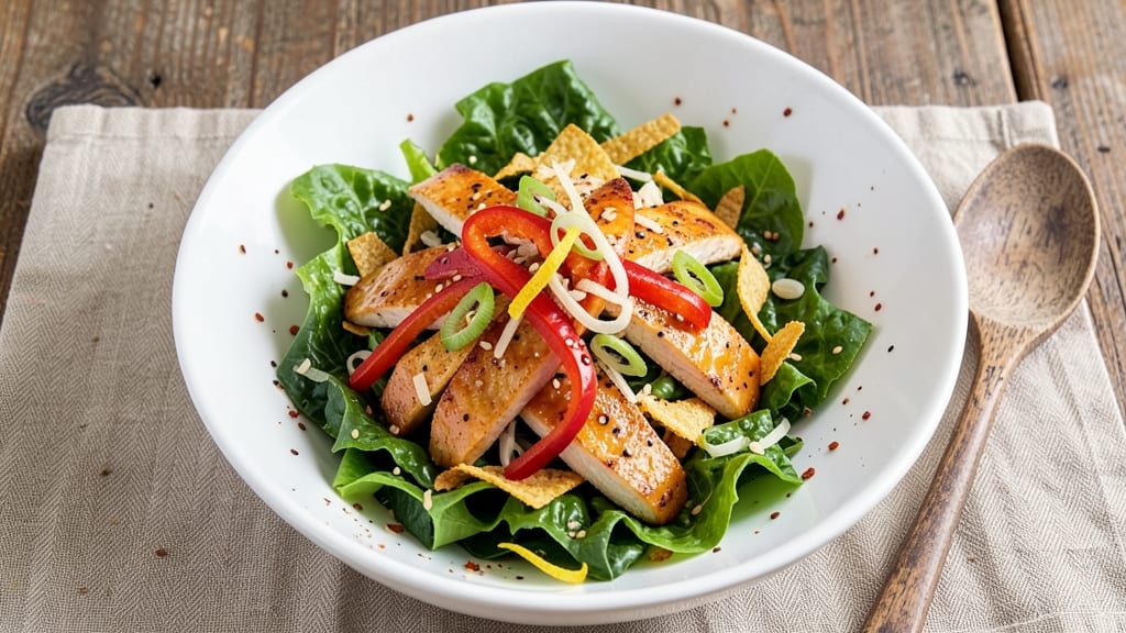 Applebee's Asian Chicken Salad Copycat Recipe: Crispy Tortilla Strips Over Sweet Chili Dressing