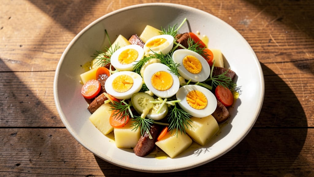 Authentic Russian Salad Recipe: Crispy Celery Crowns Over Creamy Mayonnaise Bliss