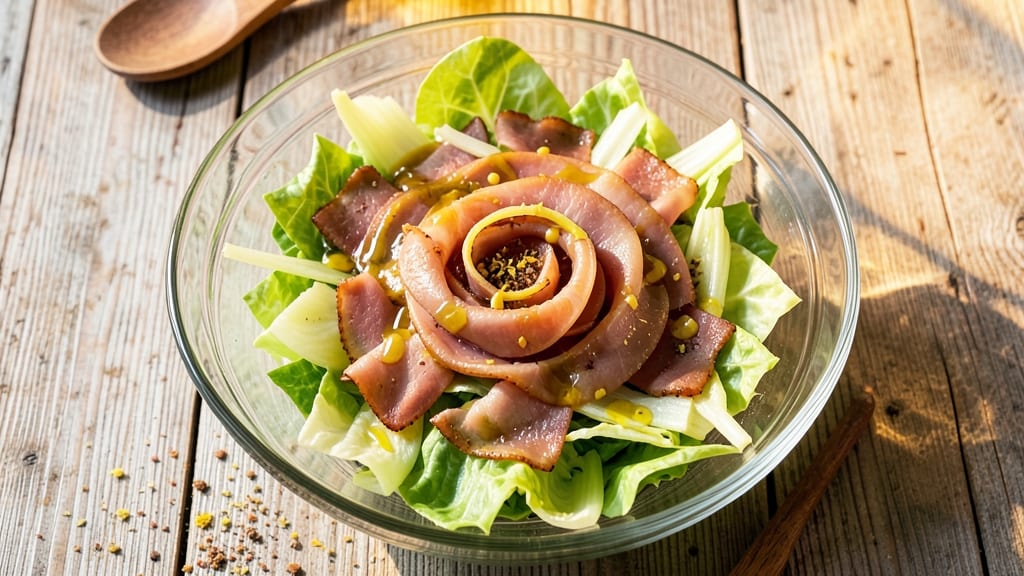 Cabbage and Ham Salad Recipe: Crisp Celery Crowns and Savory Mustard Vinaigrette