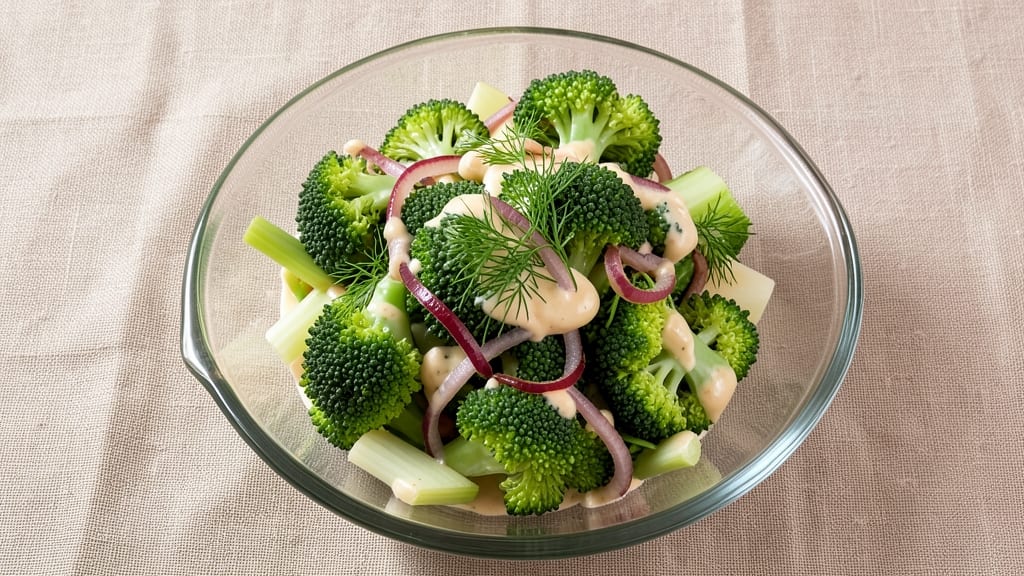 Broccoli Salad Supreme Recipe: Crispy Celery Crowns Over Zesty Ranch Velout