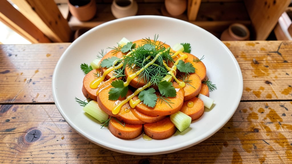 Boiled Carrots Salad Recipe: Crispy Celery Crowns Over Zesty Herb Dressing