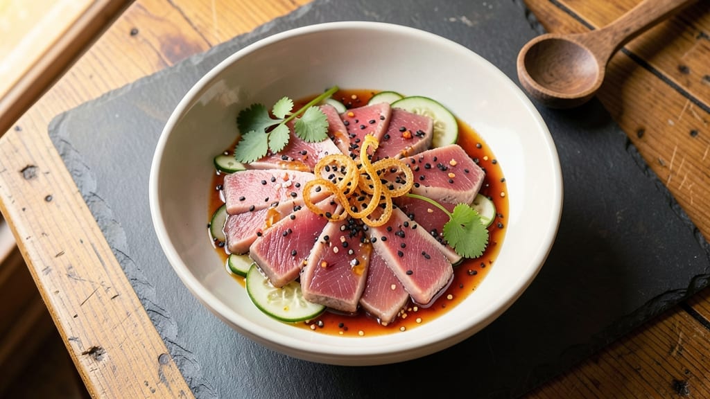 Asian Ahi Tuna Salad Recipe: Sesame-Ginger Zing with Crunchy Toppings