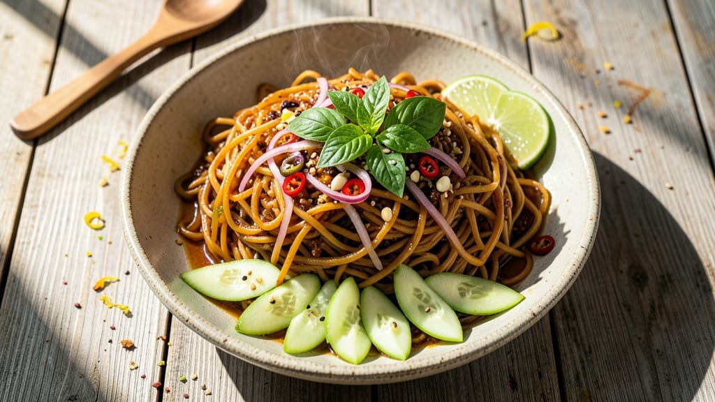 Burmese Noodle Salad Recipe: Crispy Rice Noodles with Lime-Zest Zing