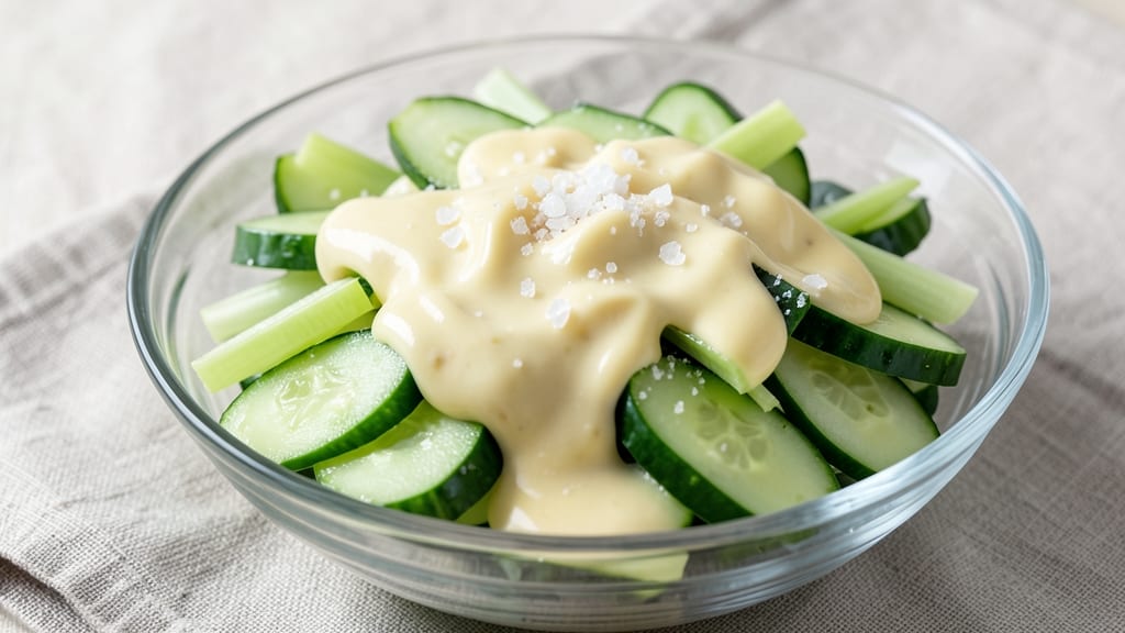 Creamy Cucumber Salad Recipe With Miracle Whip: Crisp Celery Crowns Over Cool Creamy Base