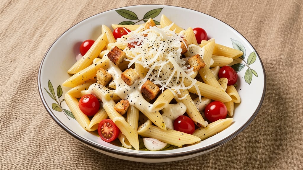 Caesar Pasta Salad Recipe No Lettuce: Creamy Parmesan and Crispy Croutons Bliss