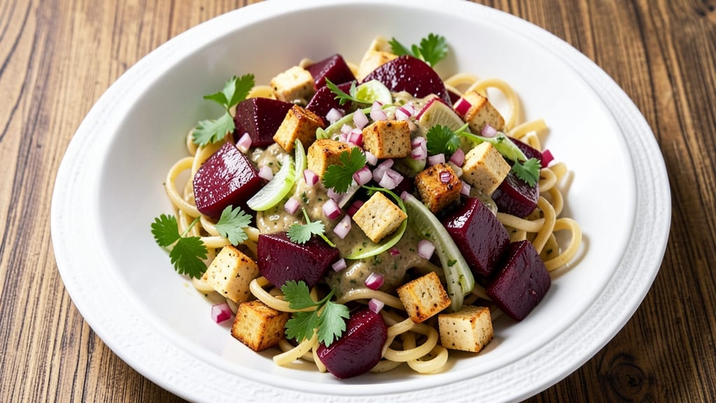 Beet Pasta Salad Recipe: Earthy Sweetness With Crisp Celery Crowns