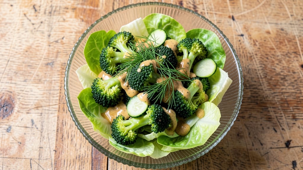 Broccoli Lettuce Salad Recipe: Crunchy Celery Crowns With Creamy Dill-Tahini Dressing