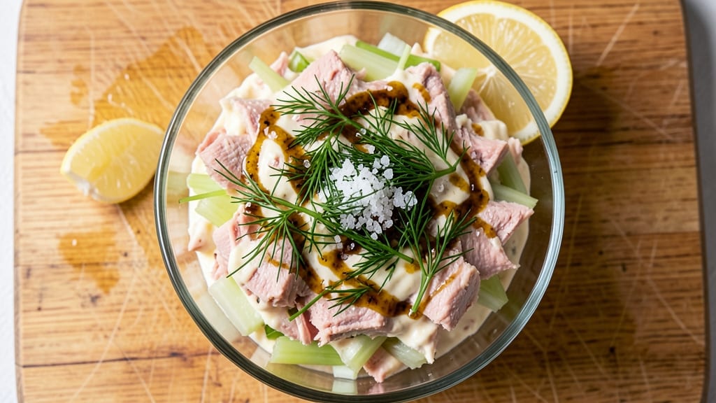 Bagel Store-Style Tuna Salad Recipe: Crunchy Celery Crowns in Creamy Dill Dressing