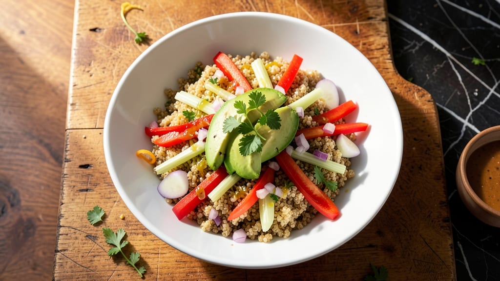 California Pizza Kitchen Quinoa Salad Recipe: Crispy Celery Crowns and Creamy Citrus Vinaigrette