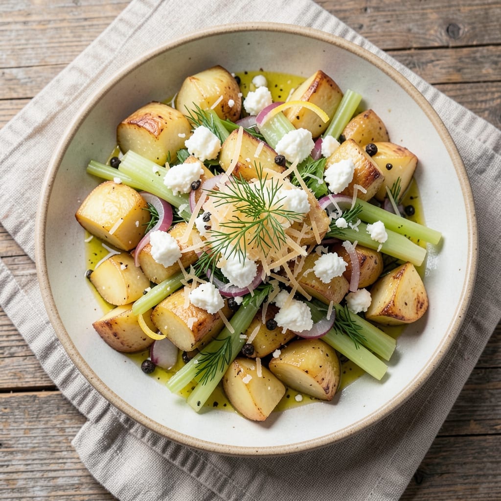 ABC Pizza Greek Potato Salad Recipe: Crispy Parmesan and Celery Crunch Without Mayo