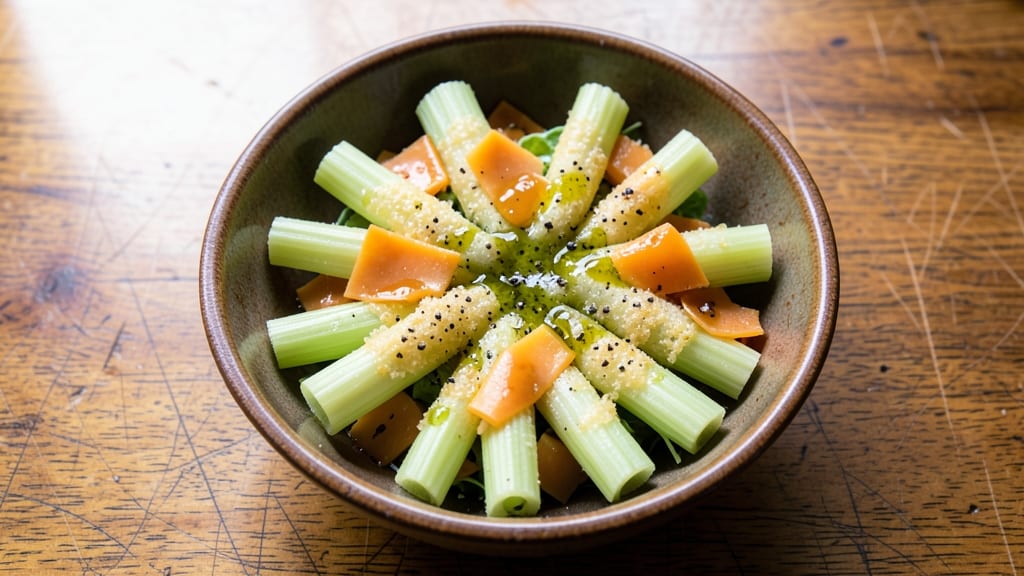 Asheville Salad Recipe: Crispy Celery Crowns Over Tangy Buttermilk Dressing