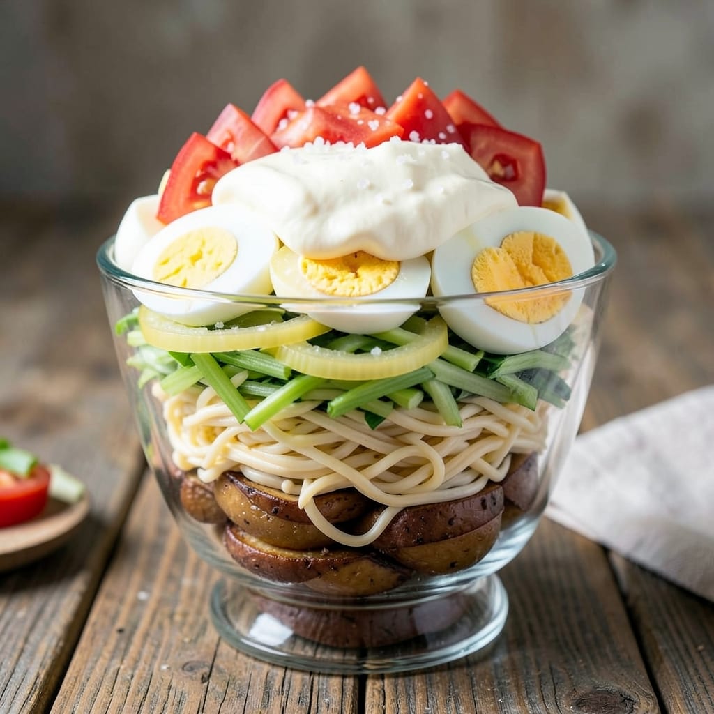 Amish Seven Layer Salad Recipe: Celery-Crusted Cream Cheese Stack With No Mayo