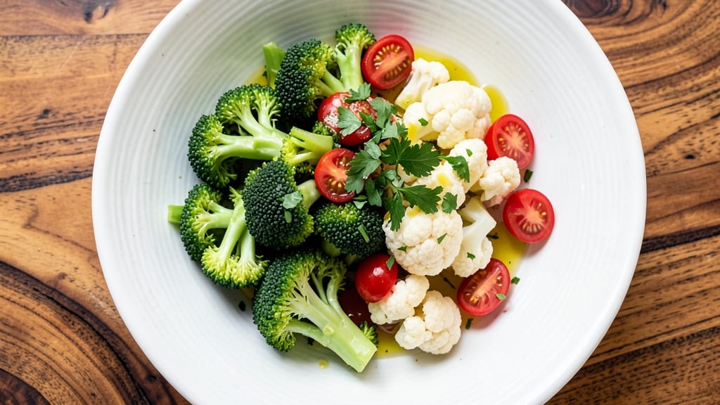 Broccoli Cauliflower Tomato Salad Recipe: Crunchy Veggie Medley With Bright Lemon Dressing