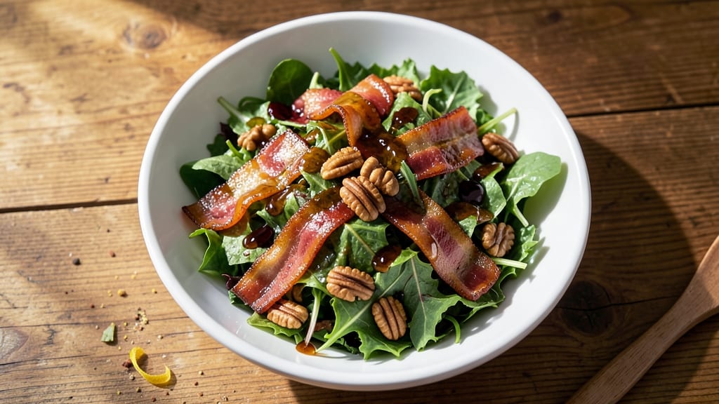 Canadian Salad Recipe: Maple-Glazed Pecans and Warm Bacon Bits