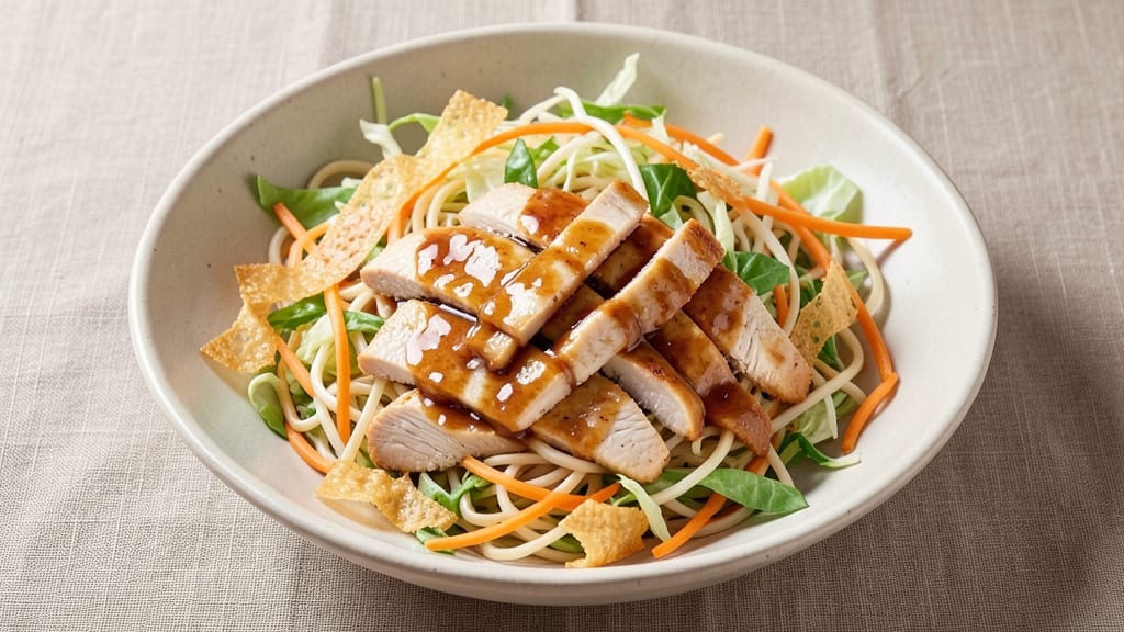 Asian Chicken Noodle Salad Recipe: Crispy Wonton Strips and Tangy Peanut Dressing