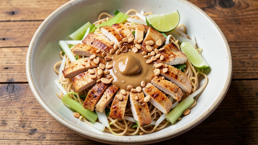 Café Bernardo Thai Noodle Salad Recipe: Crispy Celery Crowns Over Tangy Peanut-Lime Dressing
