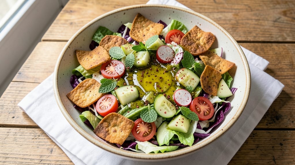 Authentic Lebanese Fattoush Salad Recipe: Crispy Pita Bites and Herb-Packed Freshness