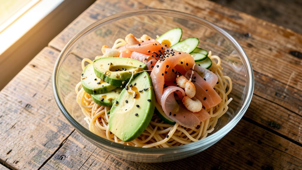 California Sushi Salad Recipe: Crispy Rice Noodles and Avocado Refreshment