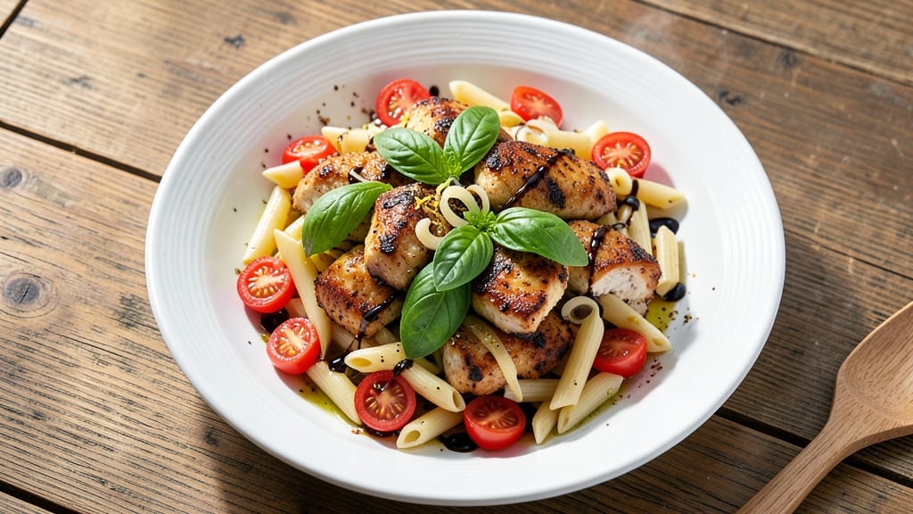 Bruschetta Chicken Pasta Salad Recipe: Crispy Tortilla Crunch Meets Herbed Tomato Bliss