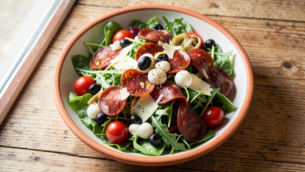 Antipasto Salad Recipe With Pepperoni: Crispy Croutons and Zesty Italian Flair